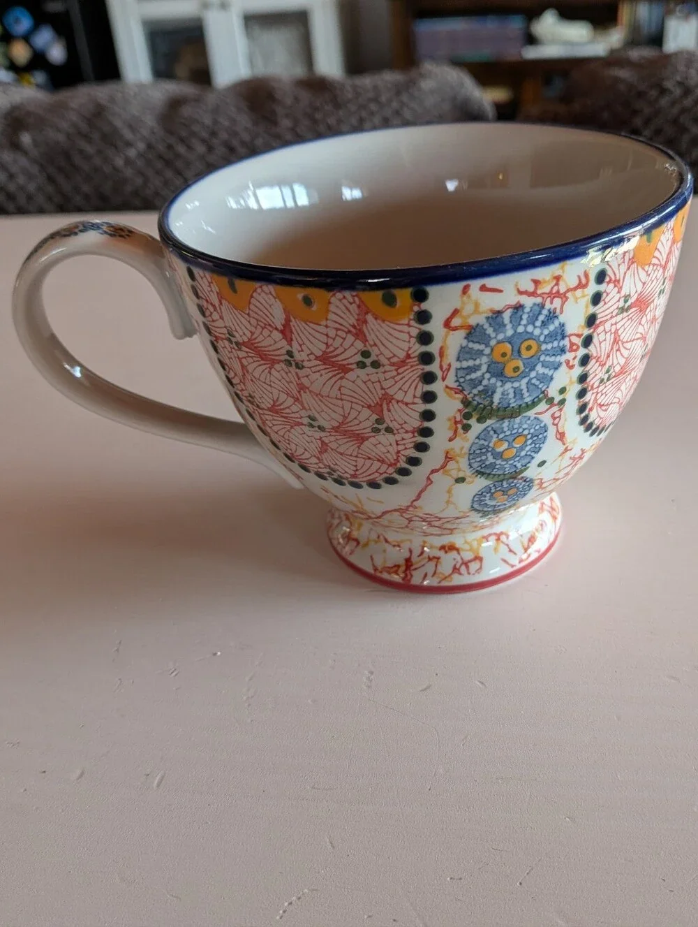 { Anthropologie } Kebaya Footer Pedestal Boho Mug